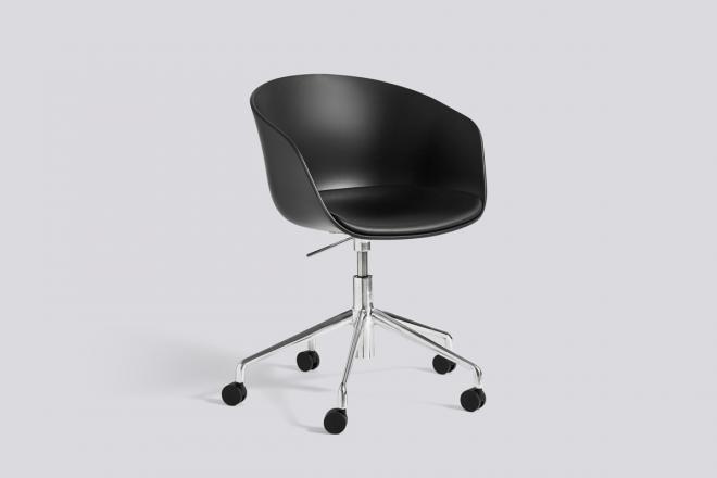 Drehstuhl About A Chair AAC 52 schwarz mit Lederkissen schwarz | poliert