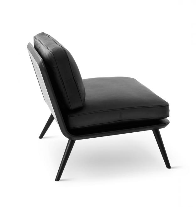 Sessel Spine Lounge Suite Gestell Esche schwarz lackiert- Bezug Leder Primo 88 schwarz
